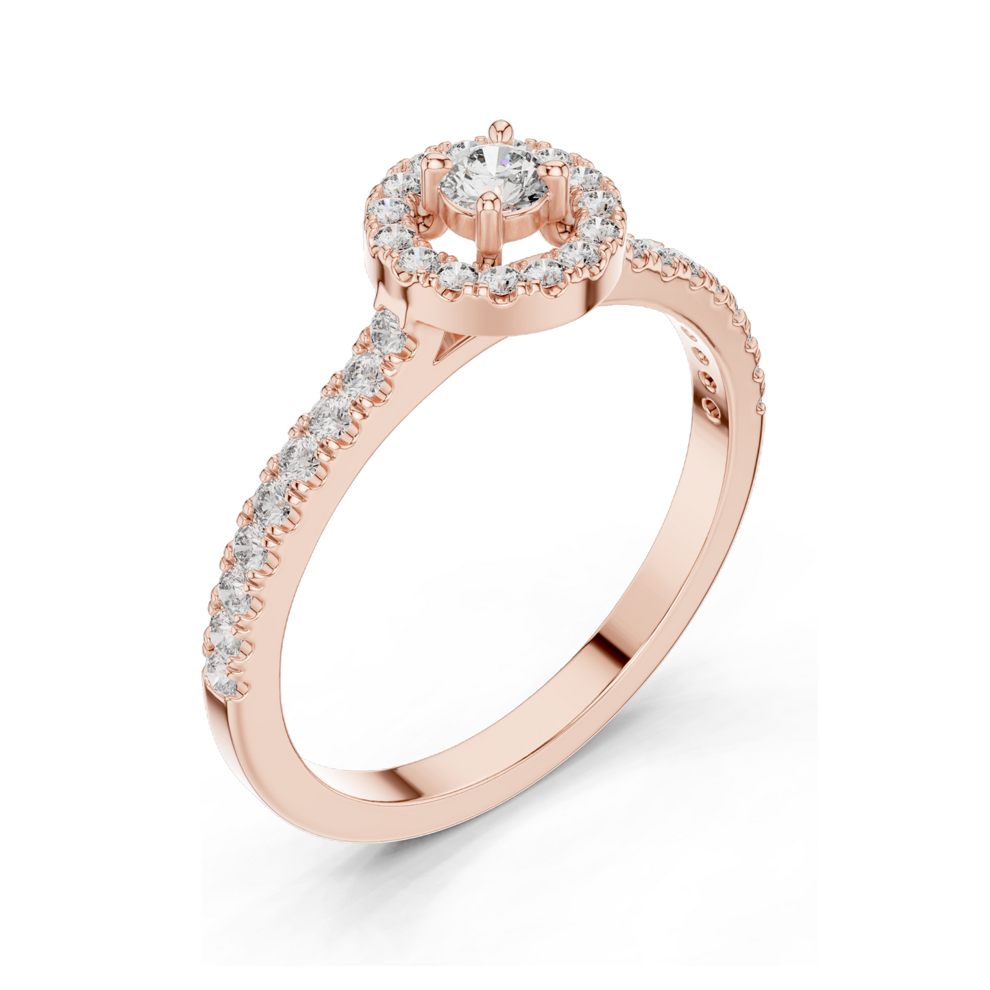 0.309 CT Lab Diamond Halo Ring for Women | VVS-VS EF Clarity | 18KT, 14KT, 10KT Gold & 925 Silver | Rose, Yellow, White Gold & Moissanite Options