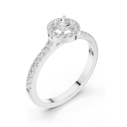 0.309 CT Lab Diamond Halo Ring for Women | VVS-VS EF Clarity | 18KT, 14KT, 10KT Gold & 925 Silver | Rose, Yellow, White Gold & Moissanite Options