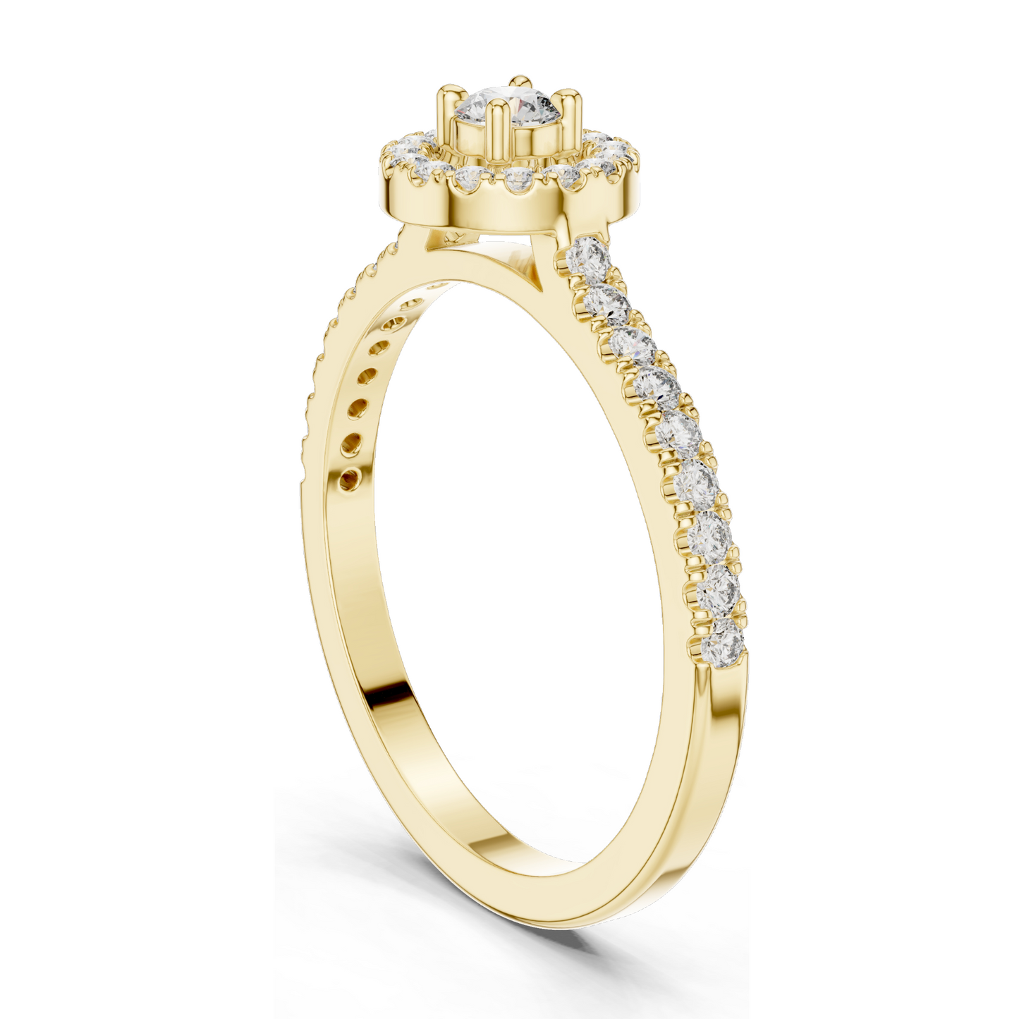 0.309 CT Lab Diamond Halo Ring for Women | VVS-VS EF Clarity | 18KT, 14KT, 10KT Gold & 925 Silver | Rose, Yellow, White Gold & Moissanite Options