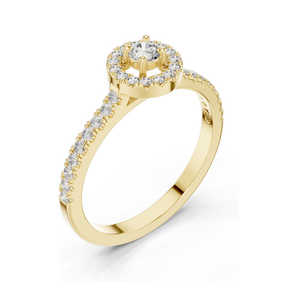 0.309 CT Lab Diamond Halo Ring for Women | VVS-VS EF Clarity | 18KT, 14KT, 10KT Gold & 925 Silver | Rose, Yellow, White Gold & Moissanite Options