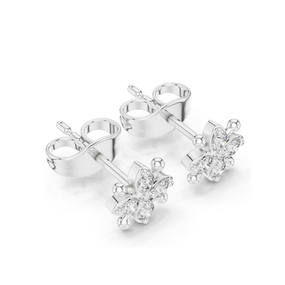 Lab-Grown Diamond Flower Stud Earrings | 0.144 CT Total Weight | 18KT, 14KT, 10KT Gold & 925 Silver | Rose, Yellow, White Gold Options | VVS-VS EF Clarity & Moissanite