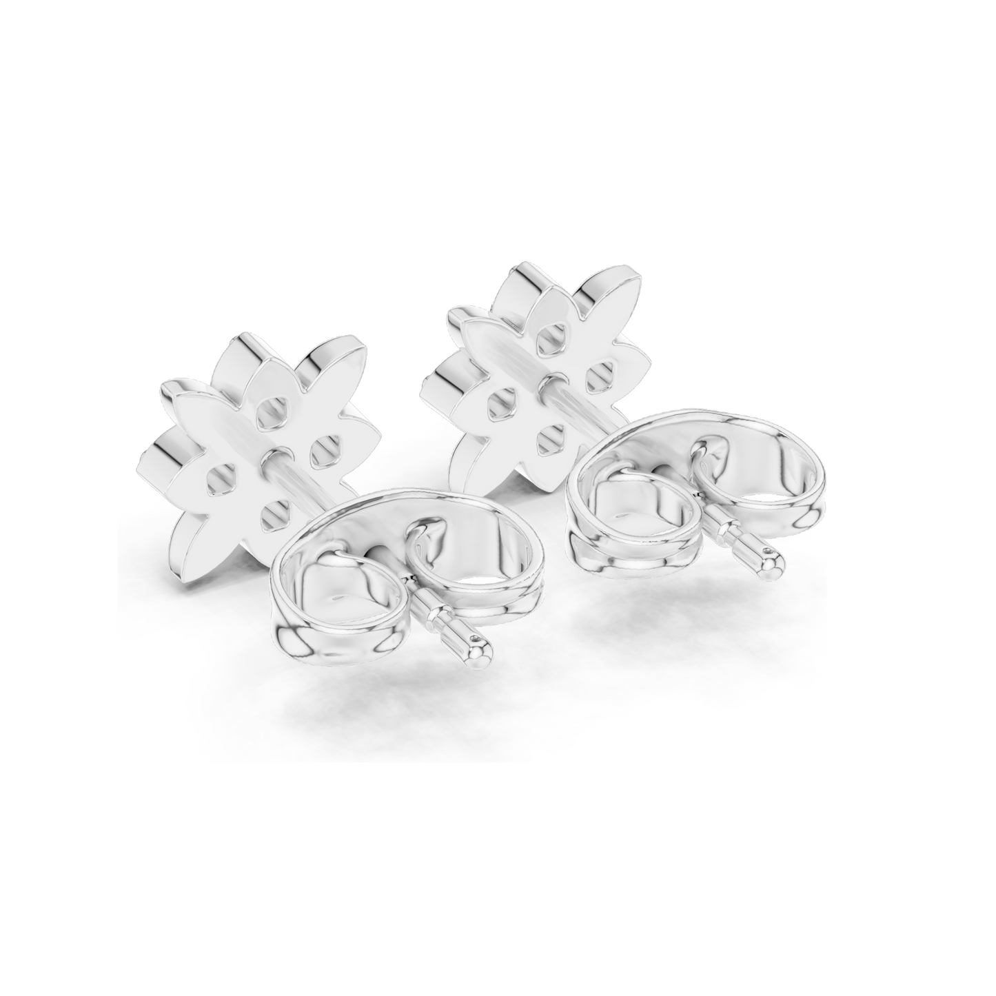 Floral Lab Diamond Stud Earrings | VVS-VS EF Clarity | 18KT, 14KT, 10KT Gold & 925 Silver | Rose, Yellow, White Gold | Moissanite & Lab-Grown Options | 0.144 CT Total Weight
