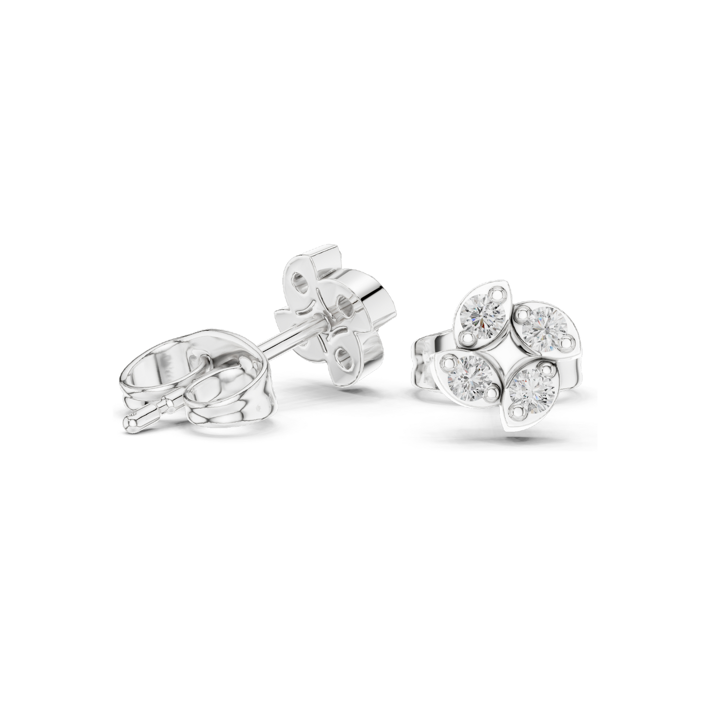 Lab-Grown Diamond Cluster Earrings – 0.144 CT | VVS-VS EF Clarity | Available in 18KT, 14KT, 10KT Gold & 925 Silver | Moissanite & Diamond Options | Rose, Yellow, White Gold