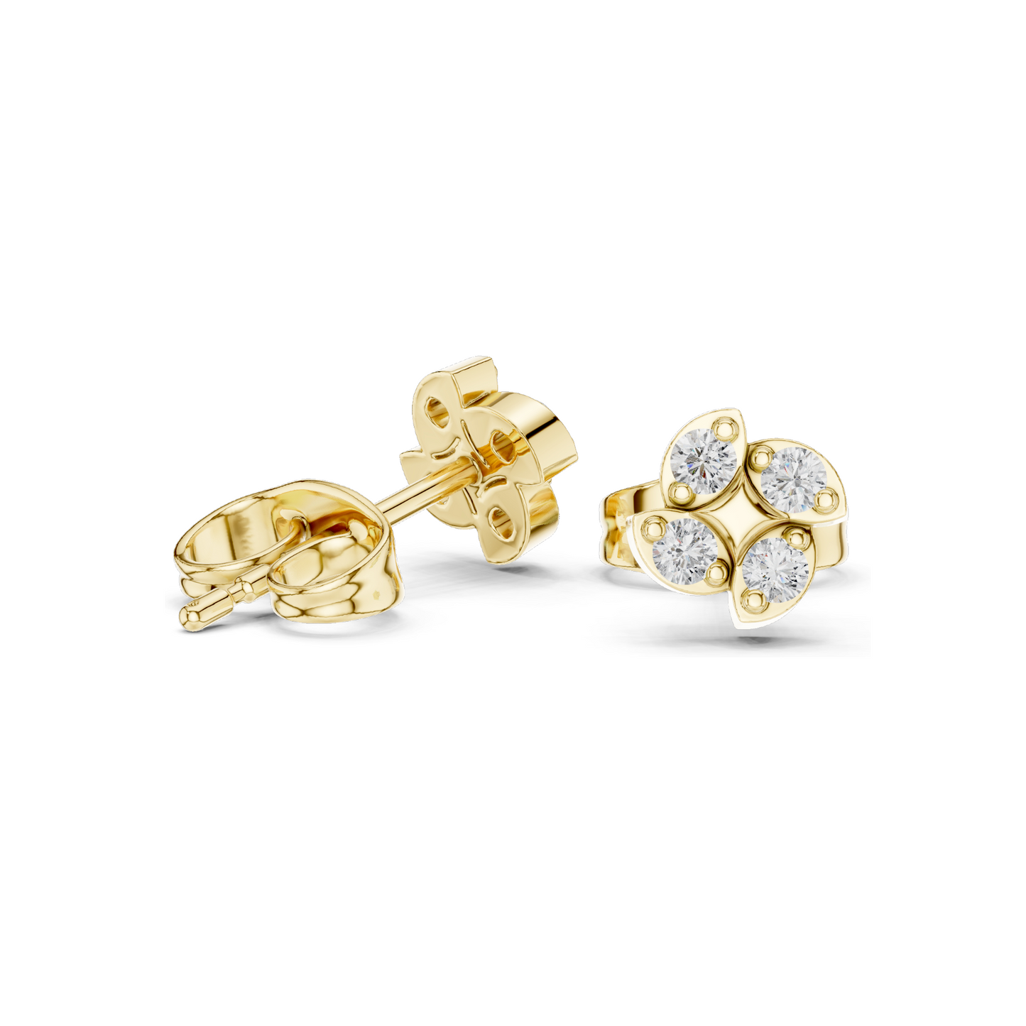 Lab-Grown Diamond Cluster Earrings – 0.144 CT | VVS-VS EF Clarity | Available in 18KT, 14KT, 10KT Gold & 925 Silver | Moissanite & Diamond Options | Rose, Yellow, White Gold