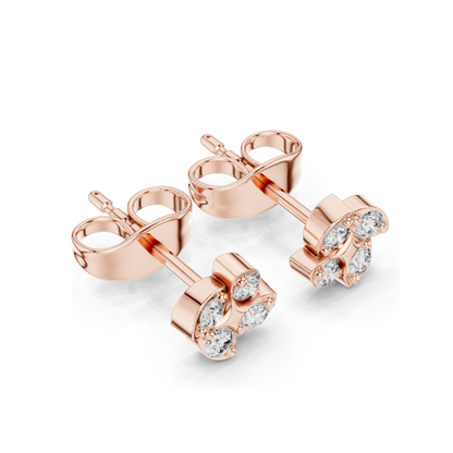 Lab-Grown Diamond Cluster Earrings – 0.144 CT | VVS-VS EF Clarity | Available in 18KT, 14KT, 10KT Gold & 925 Silver | Moissanite & Diamond Options | Rose, Yellow, White Gold