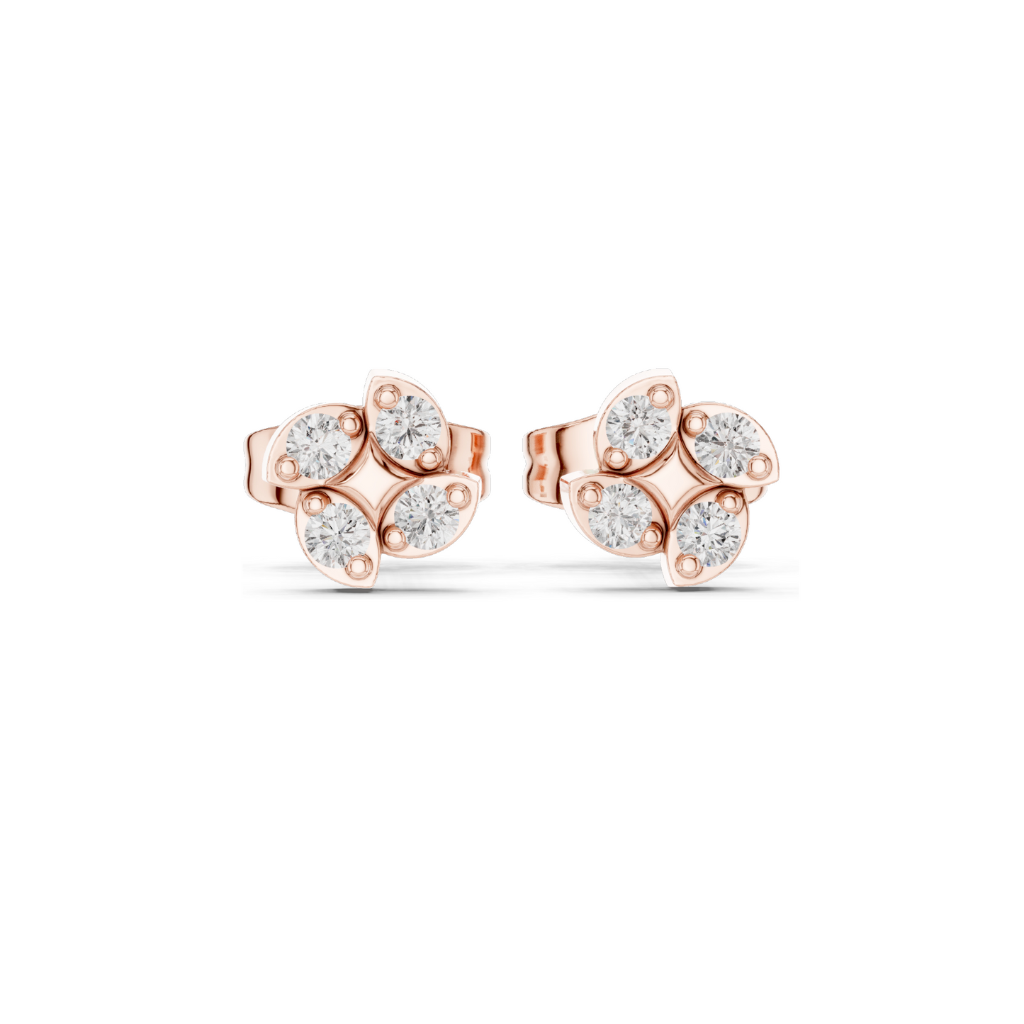 Lab-Grown Diamond Cluster Earrings – 0.144 CT | VVS-VS EF Clarity | Available in 18KT, 14KT, 10KT Gold & 925 Silver | Moissanite & Diamond Options | Rose, Yellow, White Gold