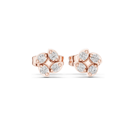 Lab-Grown Diamond Cluster Earrings – 0.144 CT | VVS-VS EF Clarity | Available in 18KT, 14KT, 10KT Gold & 925 Silver | Moissanite & Diamond Options | Rose, Yellow, White Gold