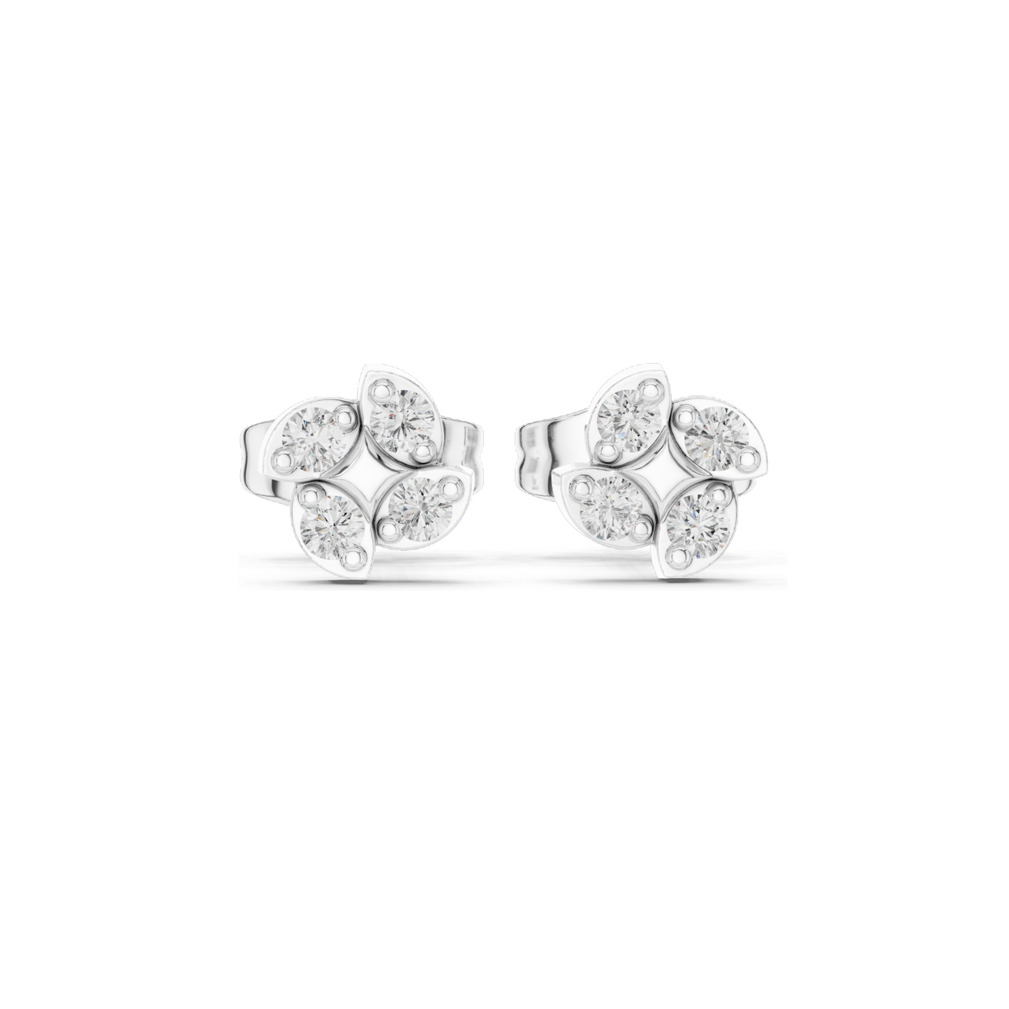 Lab-Grown Diamond Cluster Earrings – 0.144 CT | VVS-VS EF Clarity | Available in 18KT, 14KT, 10KT Gold & 925 Silver | Moissanite & Diamond Options | Rose, Yellow, White Gold