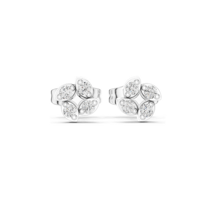 Lab-Grown Diamond Cluster Earrings – 0.144 CT | VVS-VS EF Clarity | Available in 18KT, 14KT, 10KT Gold & 925 Silver | Moissanite & Diamond Options | Rose, Yellow, White Gold