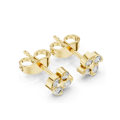 Lab-Grown Diamond Cluster Earrings – 0.144 CT | VVS-VS EF Clarity | Available in 18KT, 14KT, 10KT Gold & 925 Silver | Moissanite & Diamond Options | Rose, Yellow, White Gold