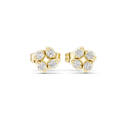 Lab-Grown Diamond Cluster Earrings – 0.144 CT | VVS-VS EF Clarity | Available in 18KT, 14KT, 10KT Gold & 925 Silver | Moissanite & Diamond Options | Rose, Yellow, White Gold