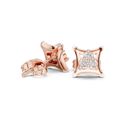 Diamond Cluster Earrings | VVS-VS EF Clarity | 0.12 CT Lab Diamonds | 18KT, 14KT, 10KT Gold & 925 Silver | Rose, Yellow, White Gold & Moissanite Options