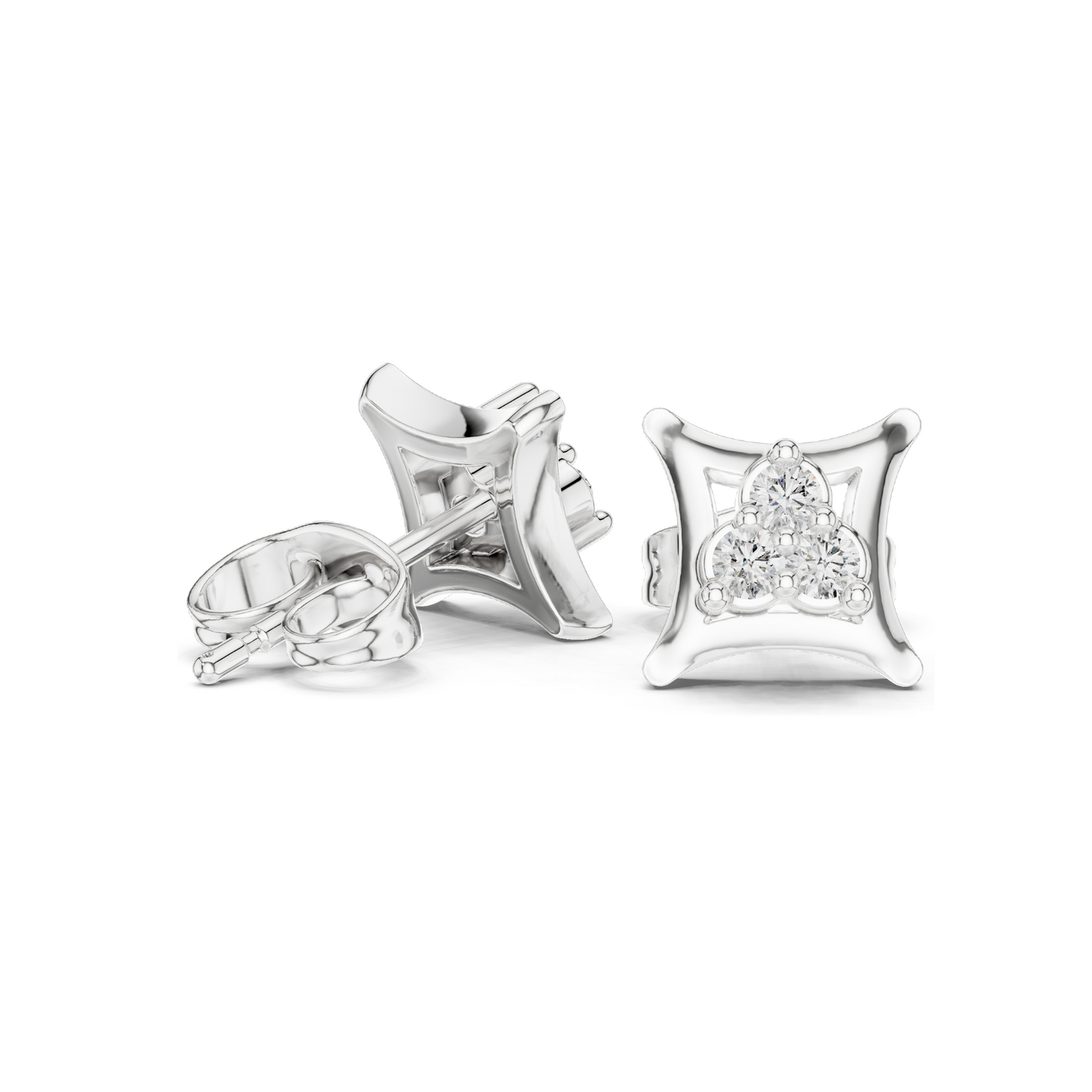 Diamond Cluster Earrings | VVS-VS EF Clarity | 0.12 CT Lab Diamonds | 18KT, 14KT, 10KT Gold & 925 Silver | Rose, Yellow, White Gold & Moissanite Options