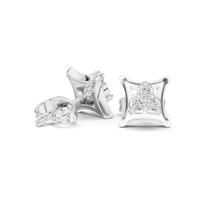 Diamond Cluster Earrings | VVS-VS EF Clarity | 0.12 CT Lab Diamonds | 18KT, 14KT, 10KT Gold & 925 Silver | Rose, Yellow, White Gold & Moissanite Options