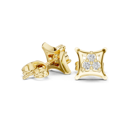 Diamond Cluster Earrings | VVS-VS EF Clarity | 0.12 CT Lab Diamonds | 18KT, 14KT, 10KT Gold & 925 Silver | Rose, Yellow, White Gold & Moissanite Options