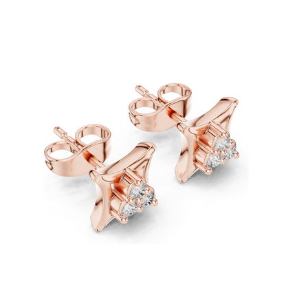 Diamond Cluster Earrings | VVS-VS EF Clarity | 0.12 CT Lab Diamonds | 18KT, 14KT, 10KT Gold & 925 Silver | Rose, Yellow, White Gold & Moissanite Options