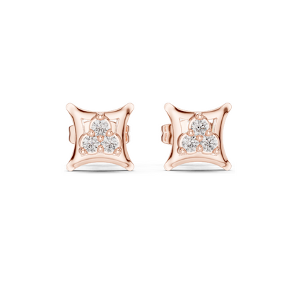 Diamond Cluster Earrings | VVS-VS EF Clarity | 0.12 CT Lab Diamonds | 18KT, 14KT, 10KT Gold & 925 Silver | Rose, Yellow, White Gold & Moissanite Options