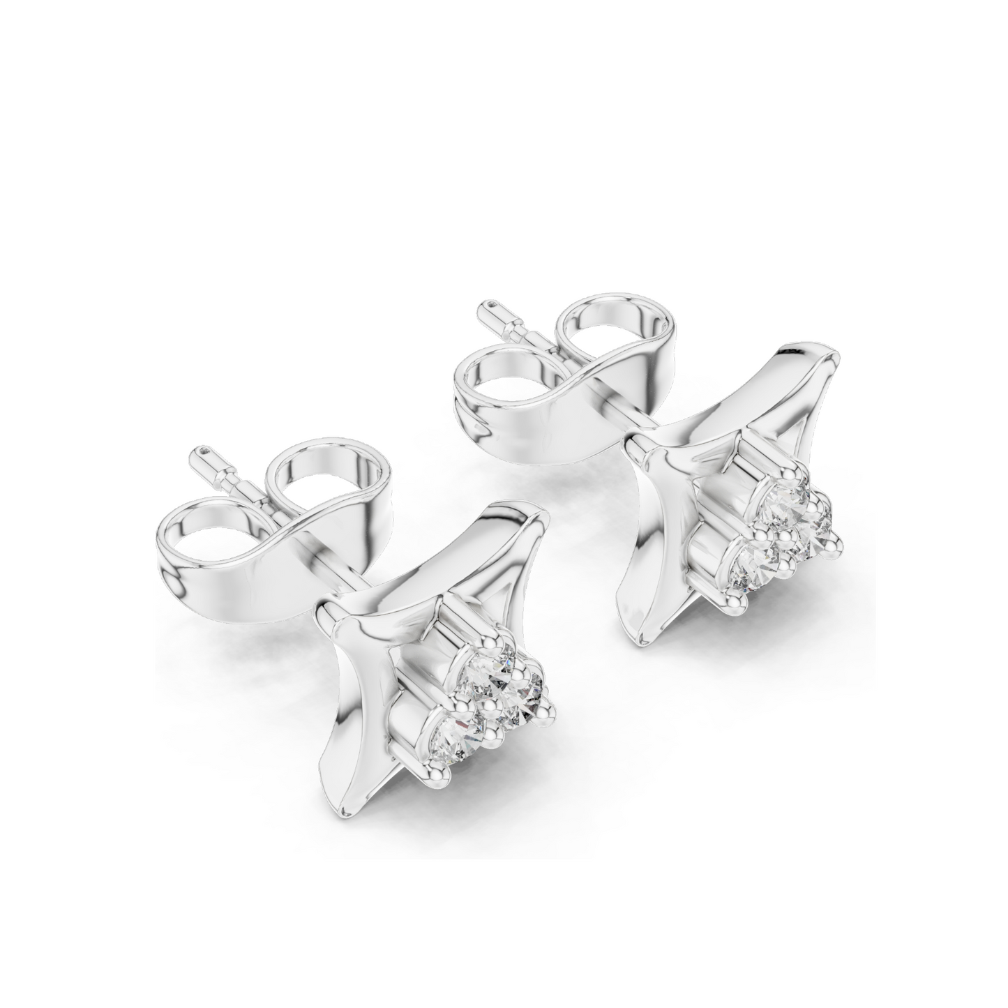 Diamond Cluster Earrings | VVS-VS EF Clarity | 0.12 CT Lab Diamonds | 18KT, 14KT, 10KT Gold & 925 Silver | Rose, Yellow, White Gold & Moissanite Options