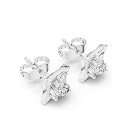 Diamond Cluster Earrings | VVS-VS EF Clarity | 0.12 CT Lab Diamonds | 18KT, 14KT, 10KT Gold & 925 Silver | Rose, Yellow, White Gold & Moissanite Options