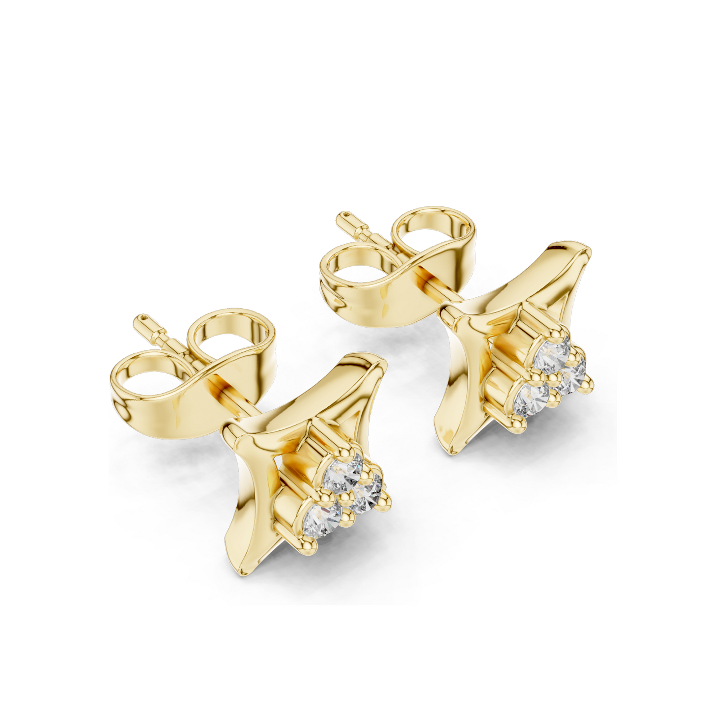 Diamond Cluster Earrings | VVS-VS EF Clarity | 0.12 CT Lab Diamonds | 18KT, 14KT, 10KT Gold & 925 Silver | Rose, Yellow, White Gold & Moissanite Options