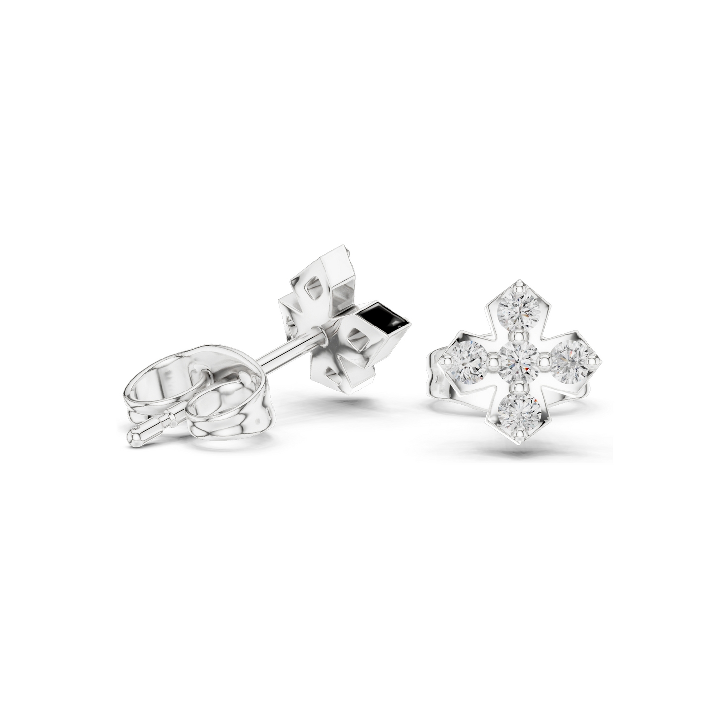 Lab Grown Diamond Cross Earrings | 0.184 CT VVS-VS Clarity | 18KT, 14KT, 10KT Gold & 925 Silver | Rose, Yellow, White Gold & Moissanite Options