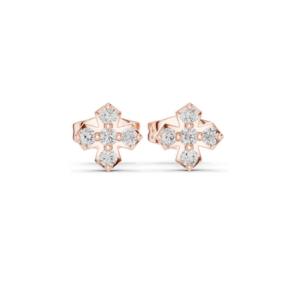 Lab Grown Diamond Cross Earrings | 0.184 CT VVS-VS Clarity | 18KT, 14KT, 10KT Gold & 925 Silver | Rose, Yellow, White Gold & Moissanite Options