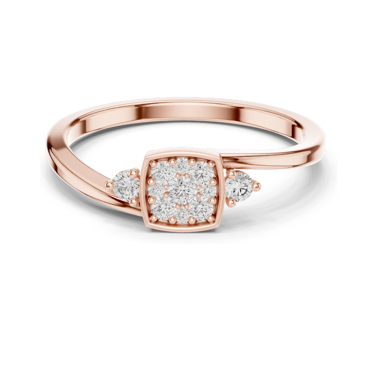 0.176 CT Lab Diamond Cluster Ring for Women | VVS-VS EF Clarity | 18KT, 14KT, 10KT Gold & 925 Silver | Rose, Yellow, White Gold & Moissanite Options