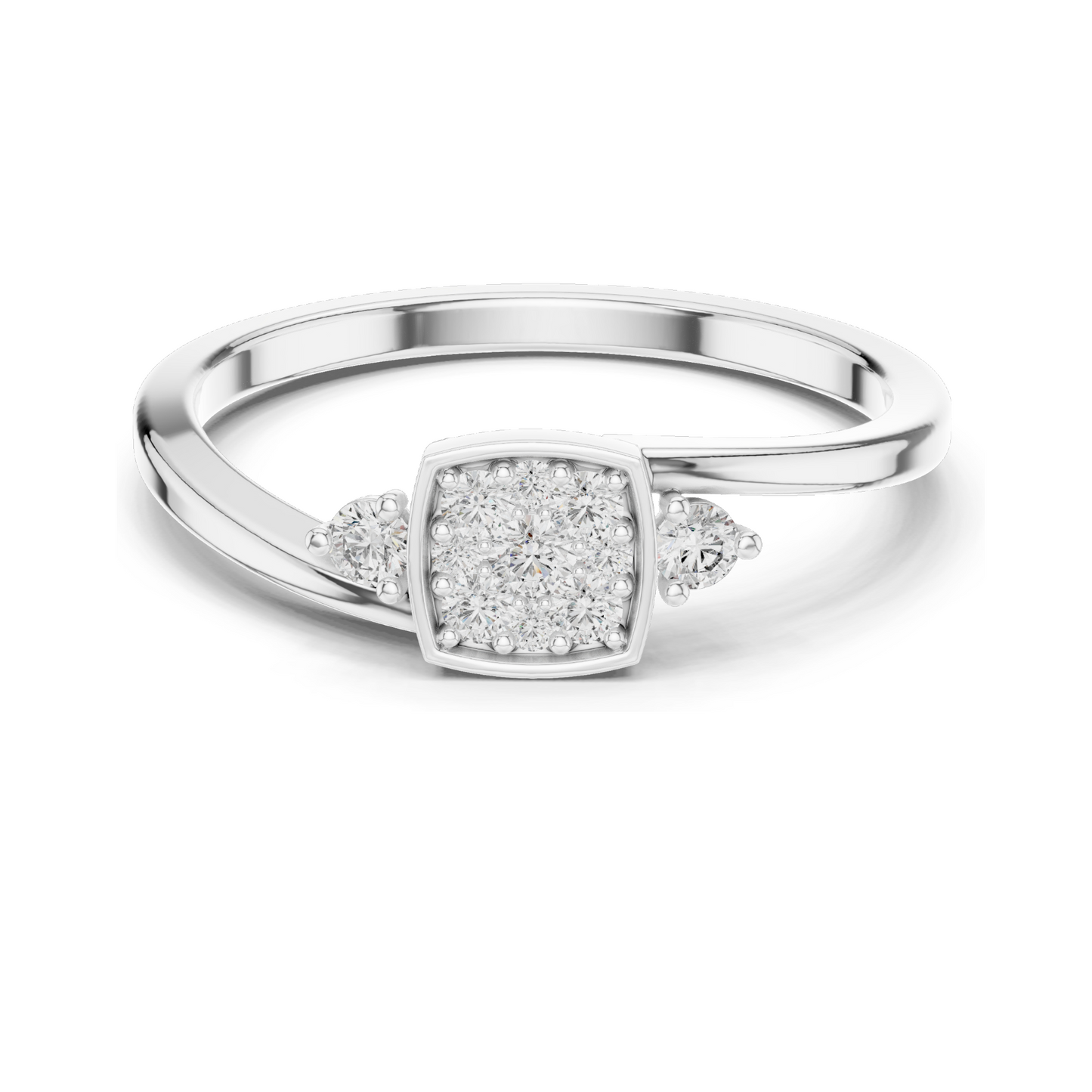 0.176 CT Lab Diamond Cluster Ring for Women | VVS-VS EF Clarity | 18KT, 14KT, 10KT Gold & 925 Silver | Rose, Yellow, White Gold & Moissanite Options