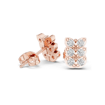 Butterfly Design Diamond Earrings | 0.42 CT Lab Diamonds | VVS-VS Clarity | 18KT, 14KT, 10KT Gold & 925 Silver | Rose, Yellow, White Gold & Moissanite Options