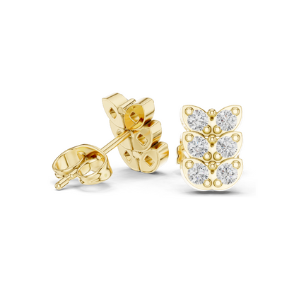 Butterfly Design Diamond Earrings | 0.42 CT Lab Diamonds | VVS-VS Clarity | 18KT, 14KT, 10KT Gold & 925 Silver | Rose, Yellow, White Gold & Moissanite Options