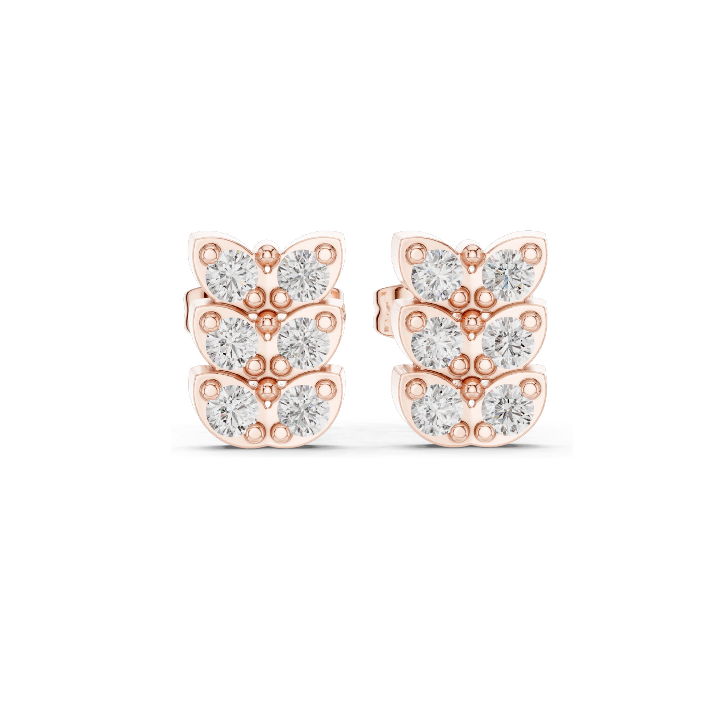Butterfly Design Diamond Earrings | 0.42 CT Lab Diamonds | VVS-VS Clarity | 18KT, 14KT, 10KT Gold & 925 Silver | Rose, Yellow, White Gold & Moissanite Options