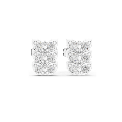 Butterfly Design Diamond Earrings | 0.42 CT Lab Diamonds | VVS-VS Clarity | 18KT, 14KT, 10KT Gold & 925 Silver | Rose, Yellow, White Gold & Moissanite Options