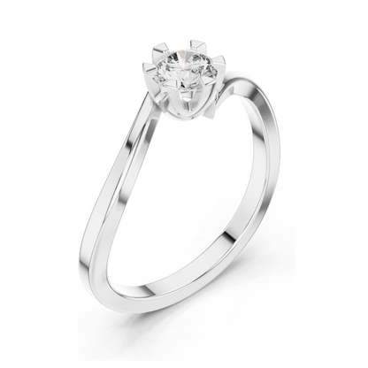 Elegant Round Brilliant Cut Lab Diamond Ring | 0.33 CT | 18KT, 14KT, 10KT Gold & 925 Silver | Rose, Yellow, White Gold & Moissanite Options