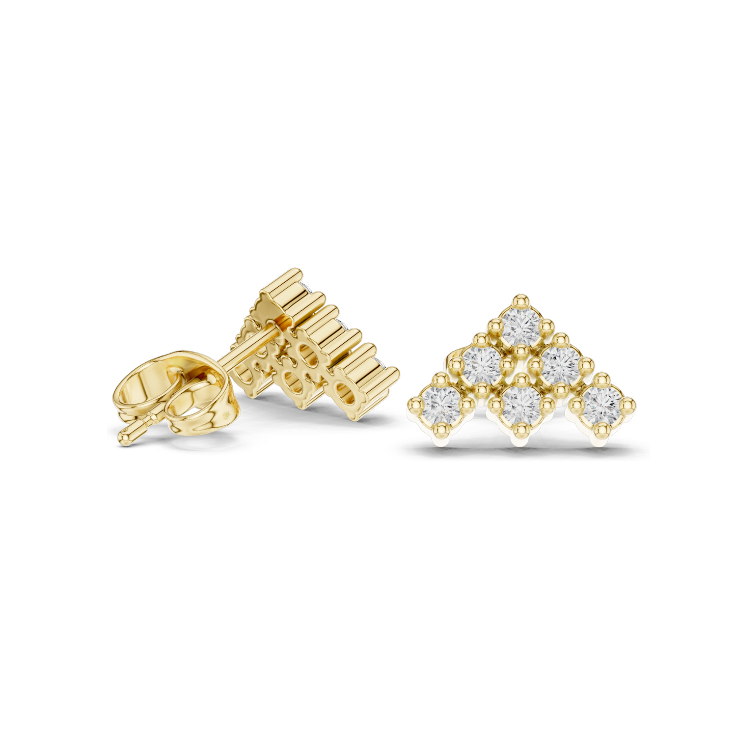 Diamond Cluster Earrings | Lab-Grown VVS-VS EF Clarity, 0.24 ct | Available in 18KT, 14KT, 10KT Gold & 925 Silver | Rose, Yellow, White Gold & Moissanite Options