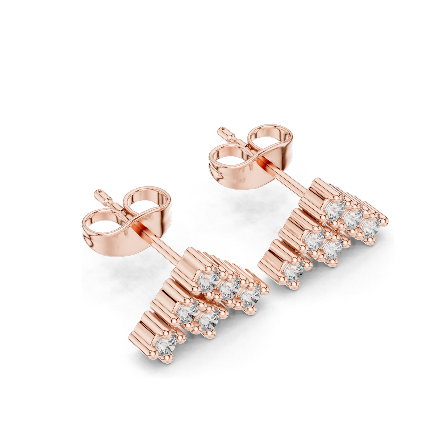 Diamond Cluster Earrings | Lab-Grown VVS-VS EF Clarity, 0.24 ct | Available in 18KT, 14KT, 10KT Gold & 925 Silver | Rose, Yellow, White Gold & Moissanite Options