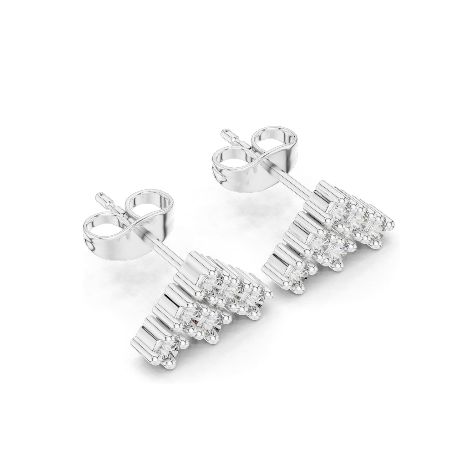 Diamond Cluster Earrings | Lab-Grown VVS-VS EF Clarity, 0.24 ct | Available in 18KT, 14KT, 10KT Gold & 925 Silver | Rose, Yellow, White Gold & Moissanite Options