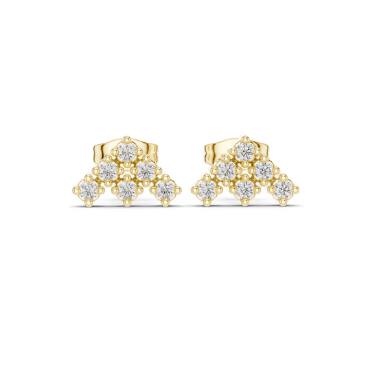 Diamond Cluster Earrings | Lab-Grown VVS-VS EF Clarity, 0.24 ct | Available in 18KT, 14KT, 10KT Gold & 925 Silver | Rose, Yellow, White Gold & Moissanite Options