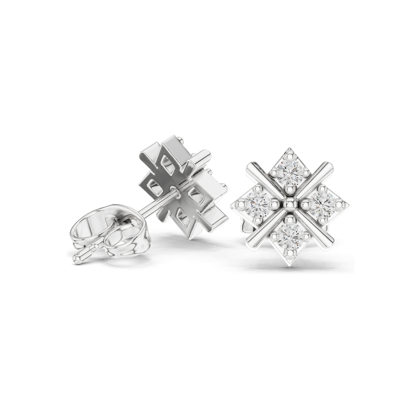 Diamond Stud Earrings – Lab-Grown Diamonds, 0.28 CT, 18KT, 14KT, 10KT Gold & 925 Silver | Rose, Yellow, White Gold Options | Moissanite Available