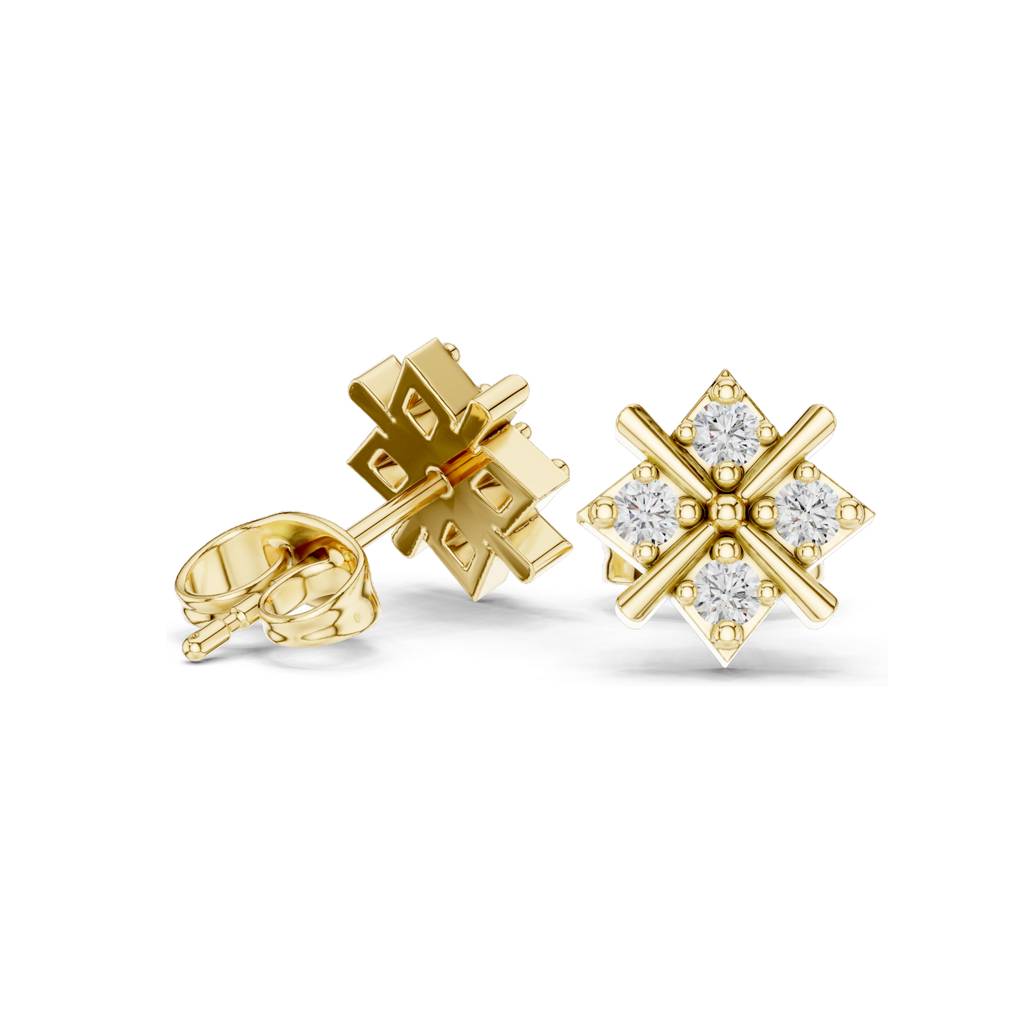 Diamond Stud Earrings – Lab-Grown Diamonds, 0.28 CT, 18KT, 14KT, 10KT Gold & 925 Silver | Rose, Yellow, White Gold Options | Moissanite Available