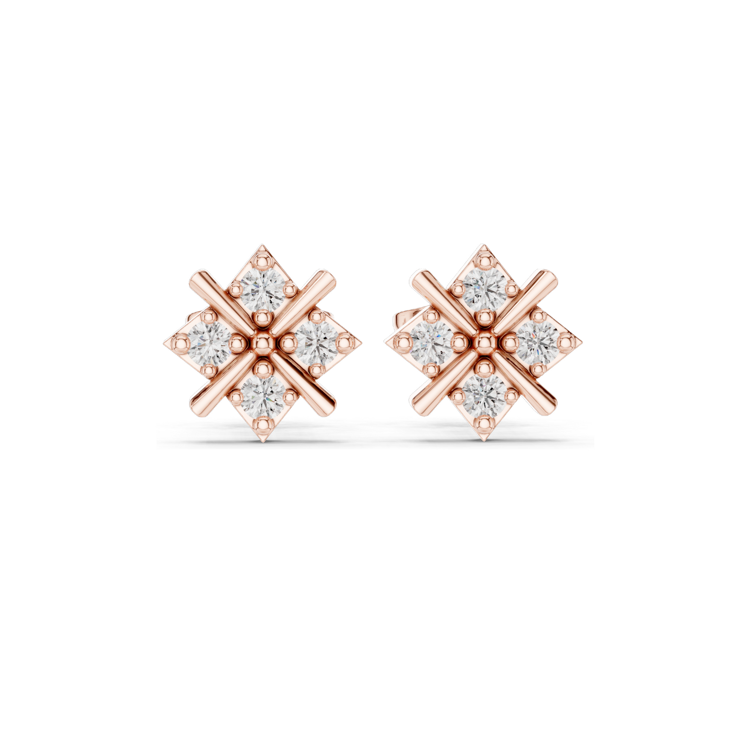 Diamond Stud Earrings – Lab-Grown Diamonds, 0.28 CT, 18KT, 14KT, 10KT Gold & 925 Silver | Rose, Yellow, White Gold Options | Moissanite Available