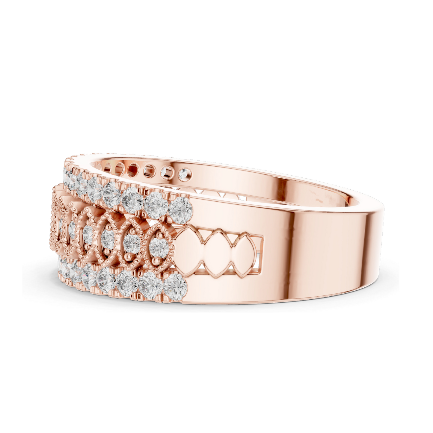 0.498 CT Lab Diamond Designer Band Ring for Women | VVS-VS EF Clarity | 18KT, 14KT, 10KT Gold & 925 Silver | Rose, Yellow, White Gold & Moissanite Options