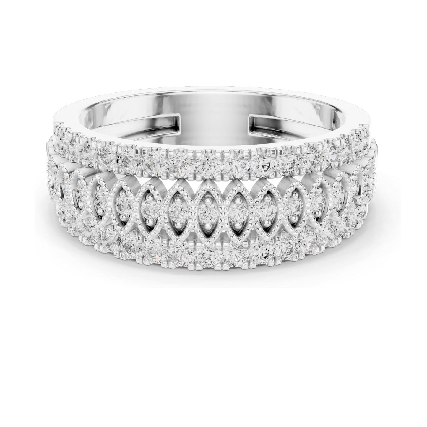 0.498 CT Lab Diamond Designer Band Ring for Women | VVS-VS EF Clarity | 18KT, 14KT, 10KT Gold & 925 Silver | Rose, Yellow, White Gold & Moissanite Options