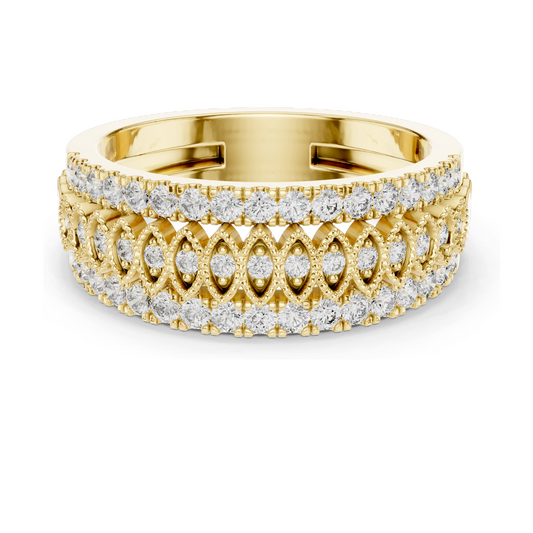 0.498 CT Lab Diamond Designer Band Ring for Women | VVS-VS EF Clarity | 18KT, 14KT, 10KT Gold & 925 Silver | Rose, Yellow, White Gold & Moissanite Options