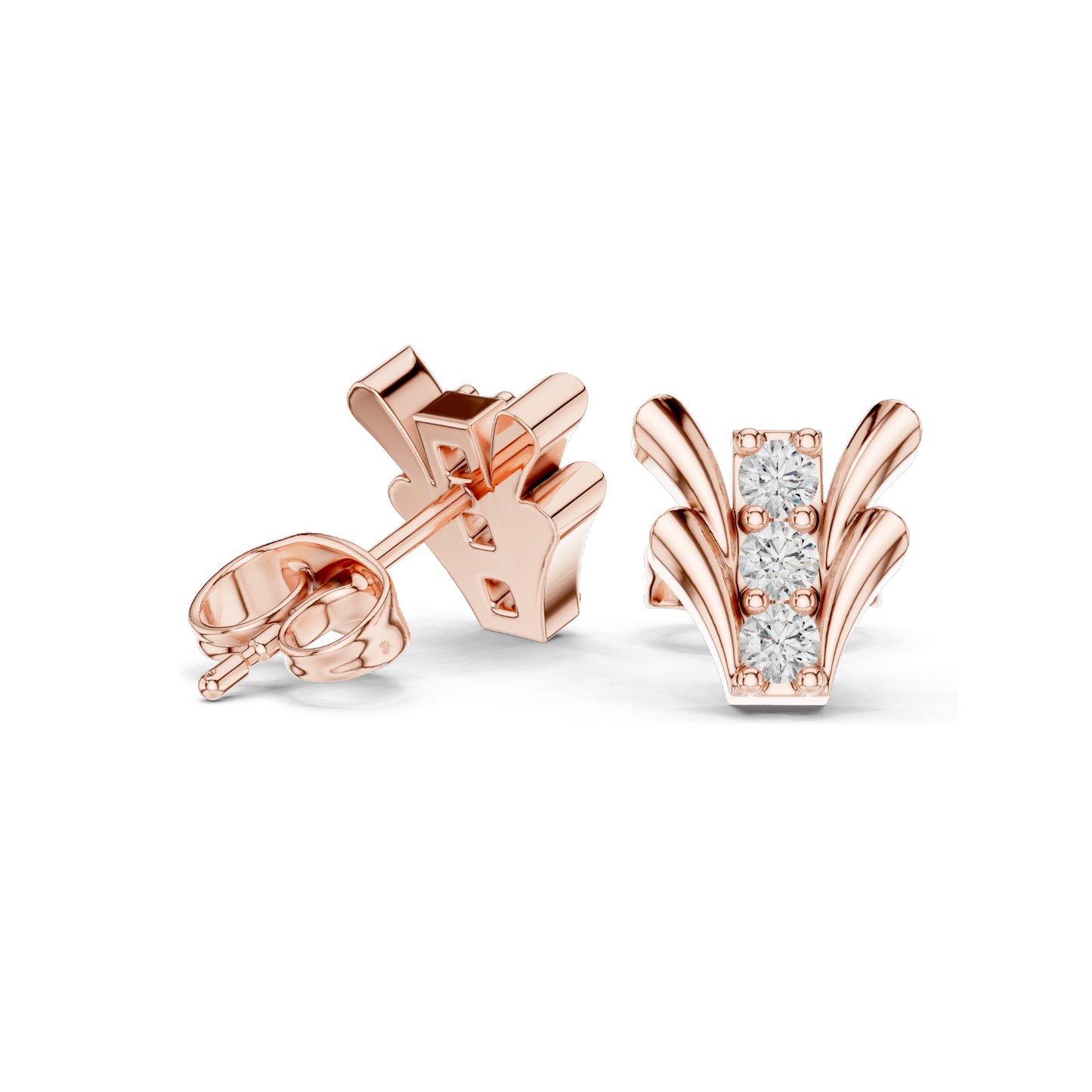 Lab-Grown Diamond Floral Design Stud Earrings | VVS-VS EF Clarity | 18KT, 14KT, 10KT Gold & 925 Silver | Rose, Yellow, White Gold & Moissanite Options