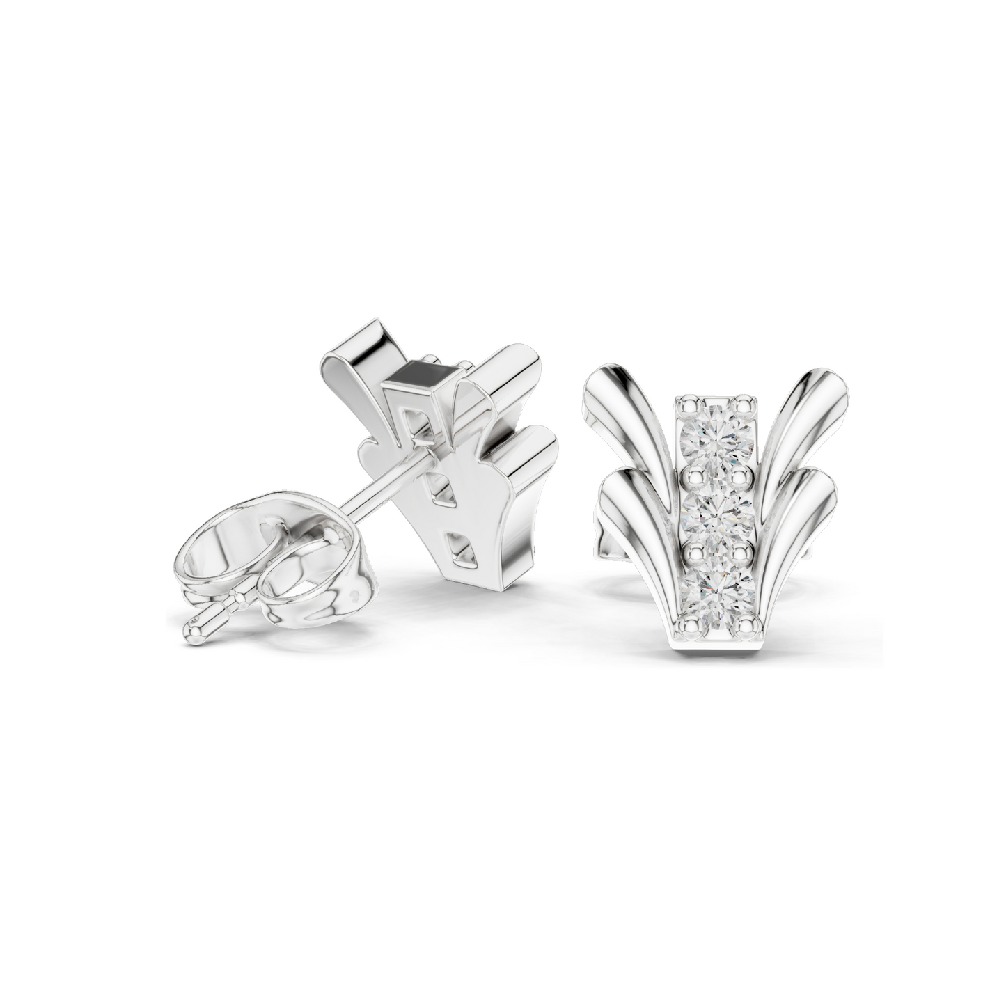 Lab-Grown Diamond Floral Design Stud Earrings | VVS-VS EF Clarity | 18KT, 14KT, 10KT Gold & 925 Silver | Rose, Yellow, White Gold & Moissanite Options