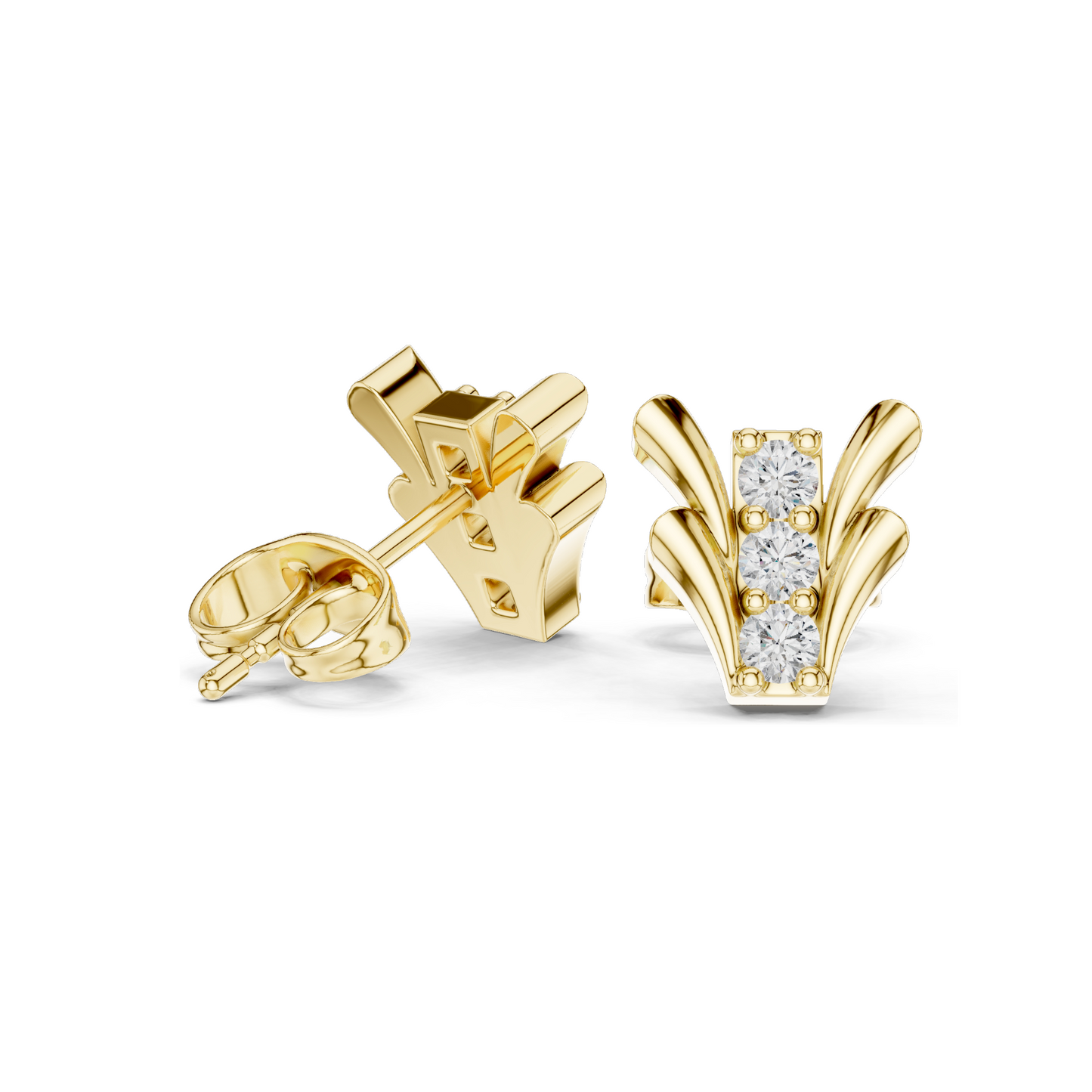 Lab-Grown Diamond Floral Design Stud Earrings | VVS-VS EF Clarity | 18KT, 14KT, 10KT Gold & 925 Silver | Rose, Yellow, White Gold & Moissanite Options