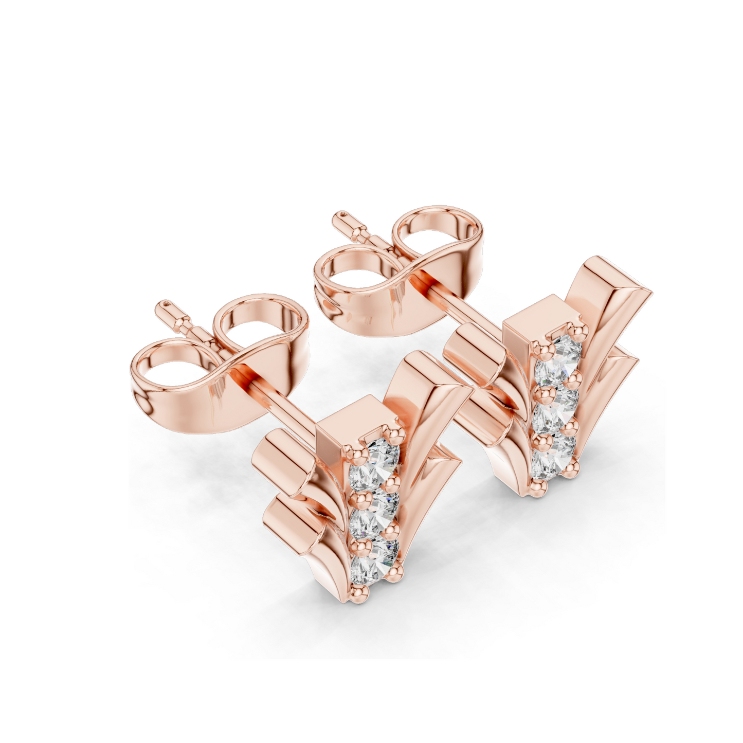 Lab-Grown Diamond Floral Design Stud Earrings | VVS-VS EF Clarity | 18KT, 14KT, 10KT Gold & 925 Silver | Rose, Yellow, White Gold & Moissanite Options