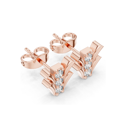 Lab-Grown Diamond Floral Design Stud Earrings | VVS-VS EF Clarity | 18KT, 14KT, 10KT Gold & 925 Silver | Rose, Yellow, White Gold & Moissanite Options