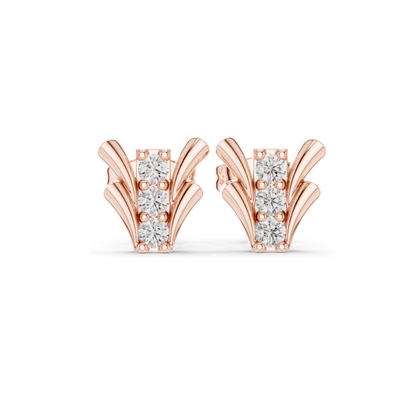 Lab-Grown Diamond Floral Design Stud Earrings | VVS-VS EF Clarity | 18KT, 14KT, 10KT Gold & 925 Silver | Rose, Yellow, White Gold & Moissanite Options