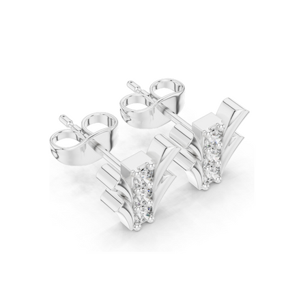 Lab-Grown Diamond Floral Design Stud Earrings | VVS-VS EF Clarity | 18KT, 14KT, 10KT Gold & 925 Silver | Rose, Yellow, White Gold & Moissanite Options